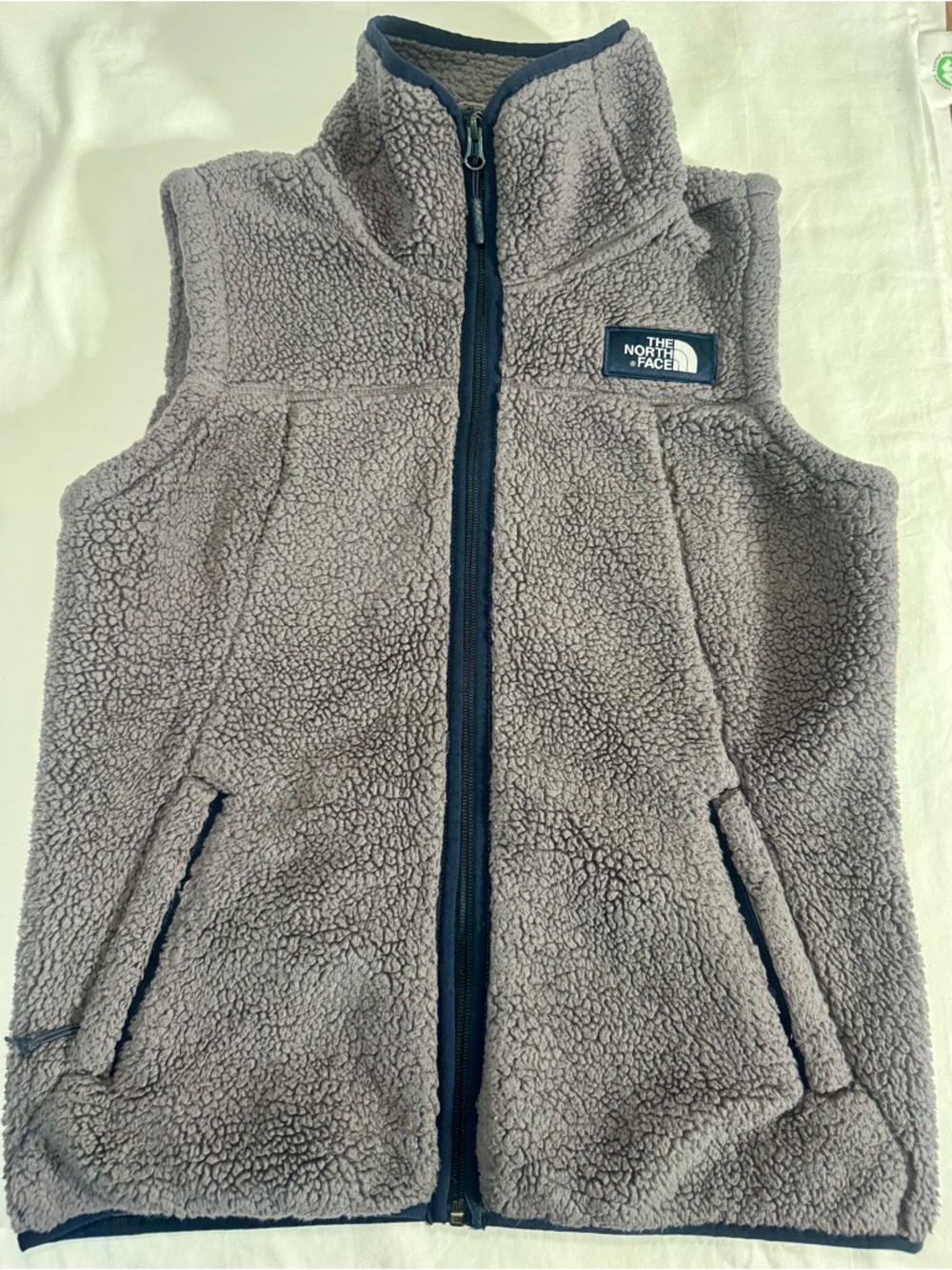 The North Face Campshire Sherpa Fleece Vest Women's S Gray Full Zip High Neck